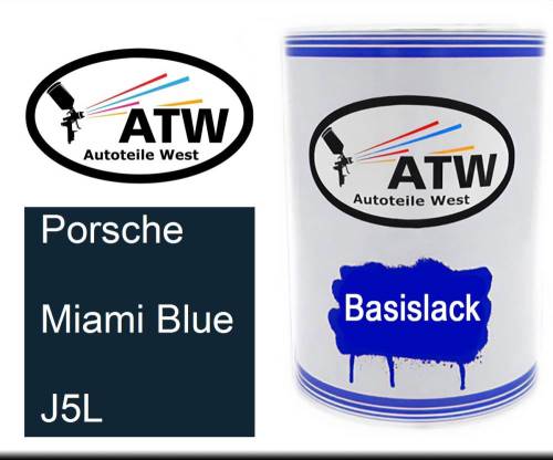 Porsche, Miami Blue, J5L: 500ml Lackdose, von ATW Autoteile West.